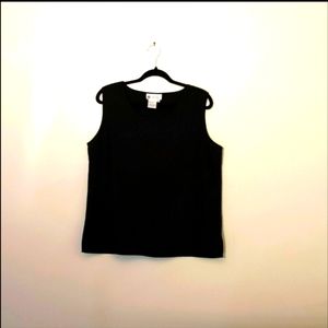 Chagall| Black Classy Sleeveless Blouse Lightweight Polyester With Side Slit